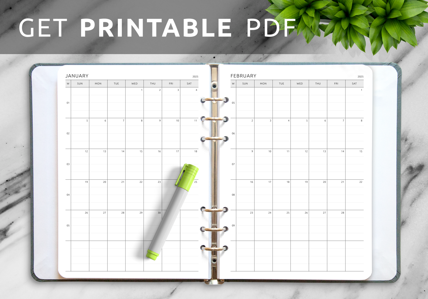 Download Printable One Page Lined Monthly Calendar PDF