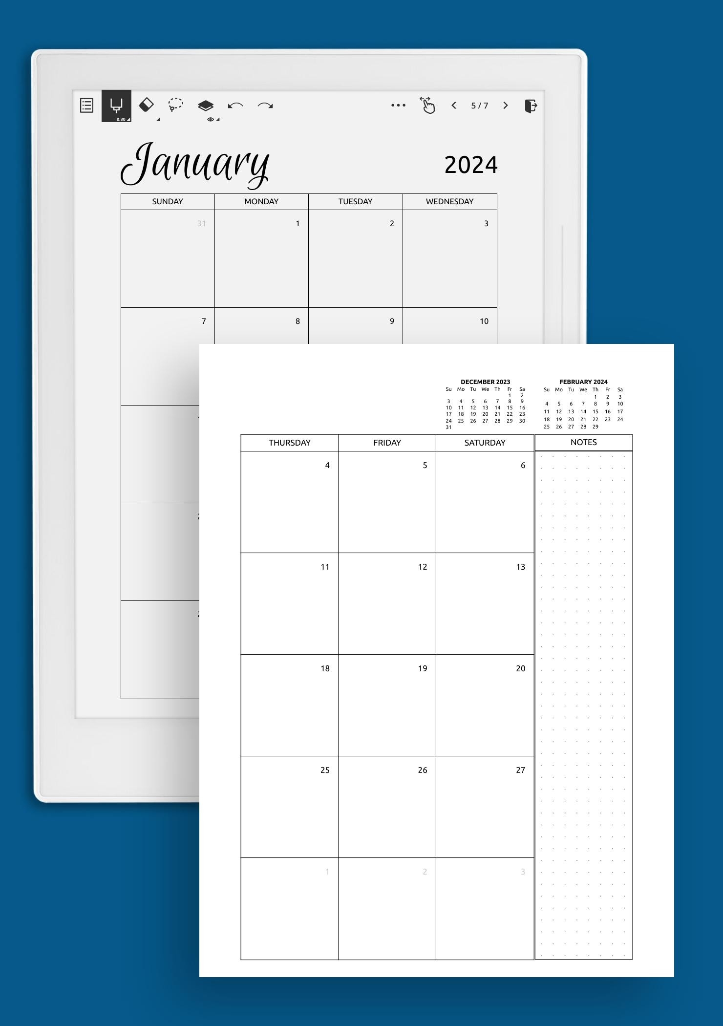 Download Printable Or Digital Monthly Calendar Template PDF