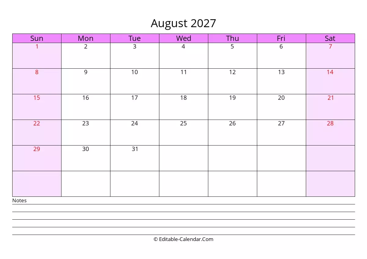 Calendar June July August 2027 Printable