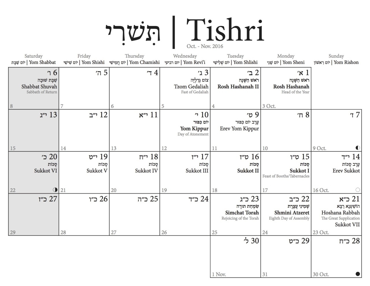 Emmett Makes Stuff Jewish Calendar 