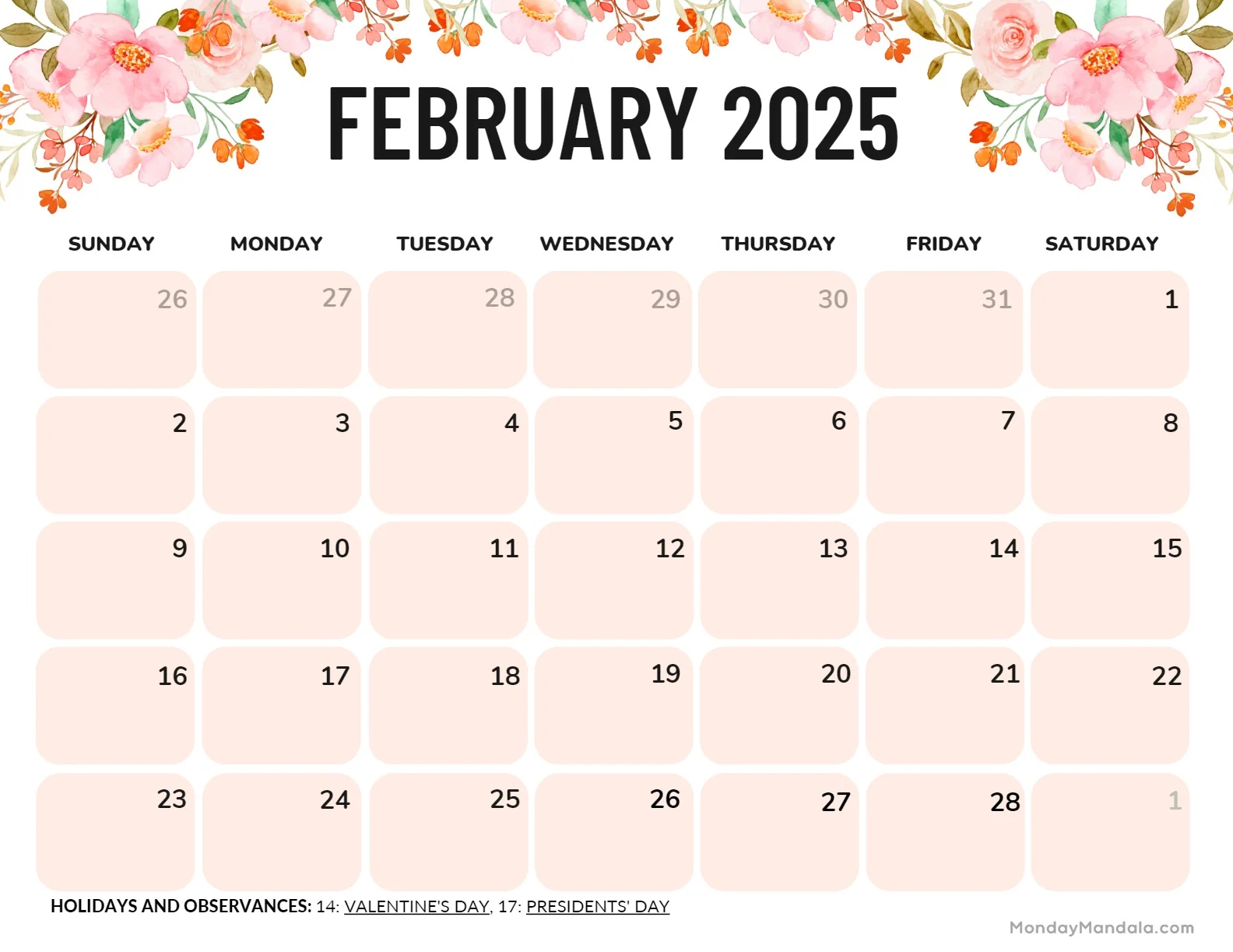 February 2025 Calendar 52 Free PDF Printables 