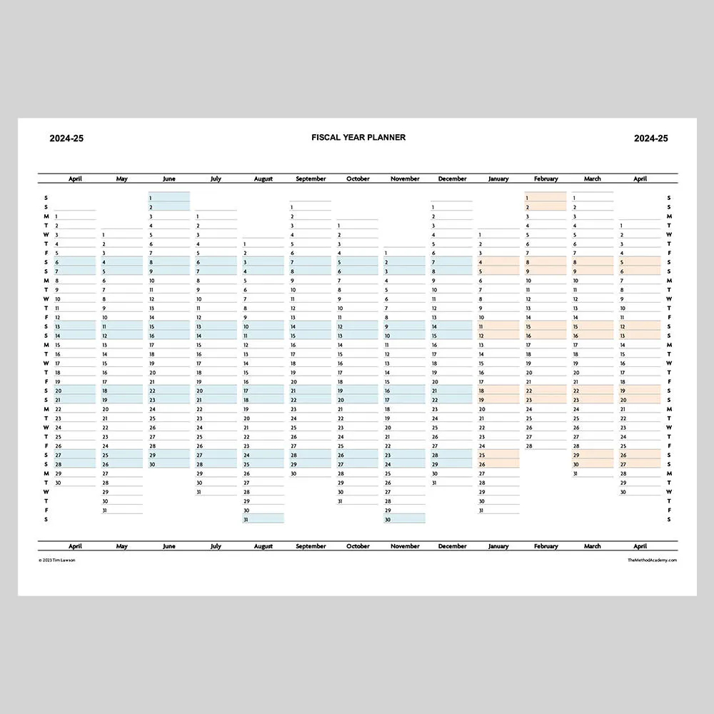 Fiscal Year Planner 2024 25 Financial Year The Method Academy