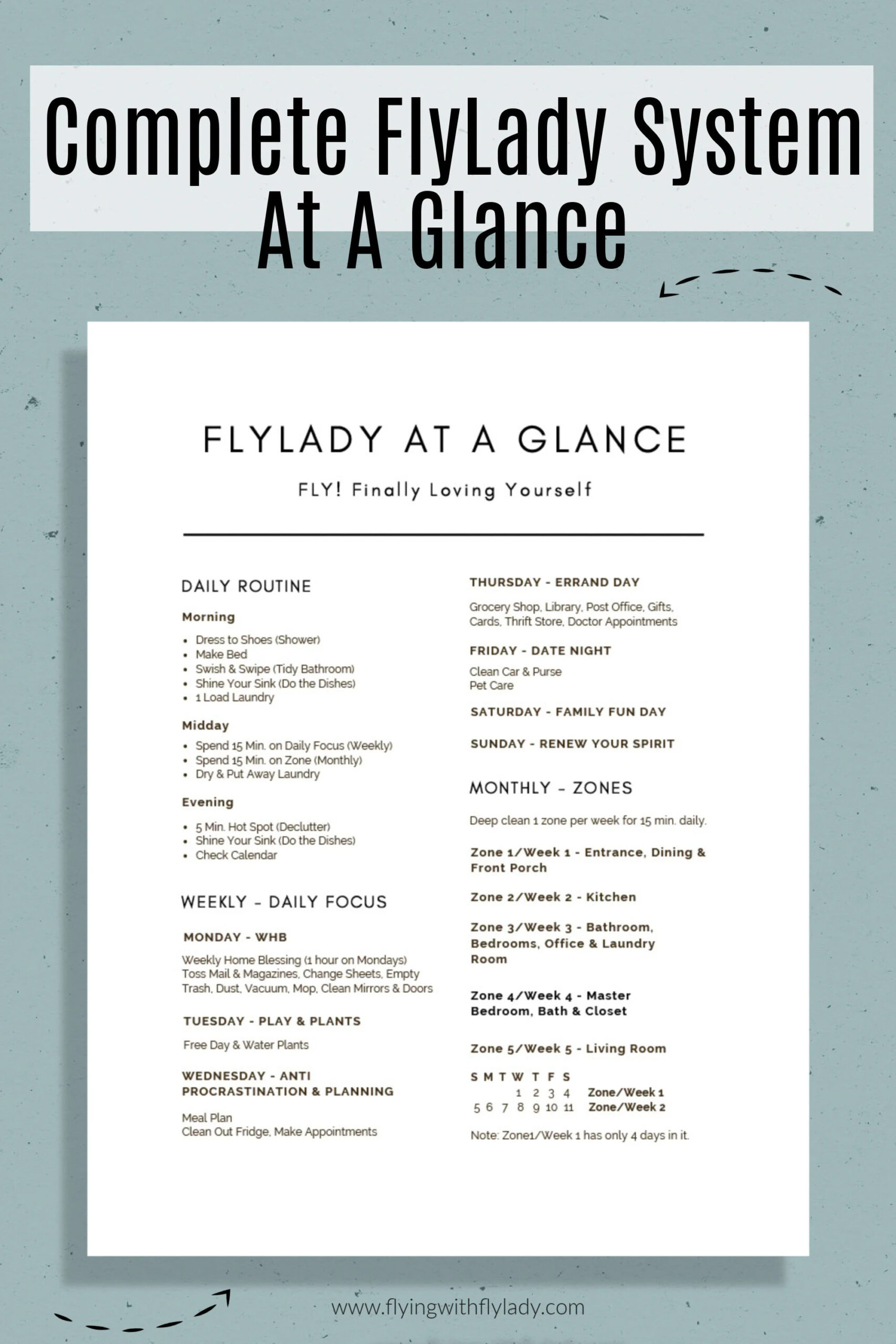 Flylady Editable Printable Control Journal Flylady Cleaning Schedule Flylady Printable Clean Checklist PDF US Letter A4 Editable Etsy