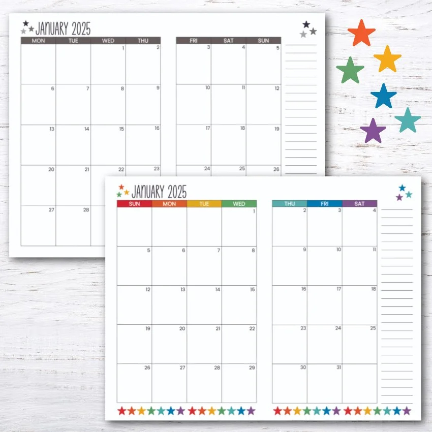 free 2025 calendar half size landscape krafty planner