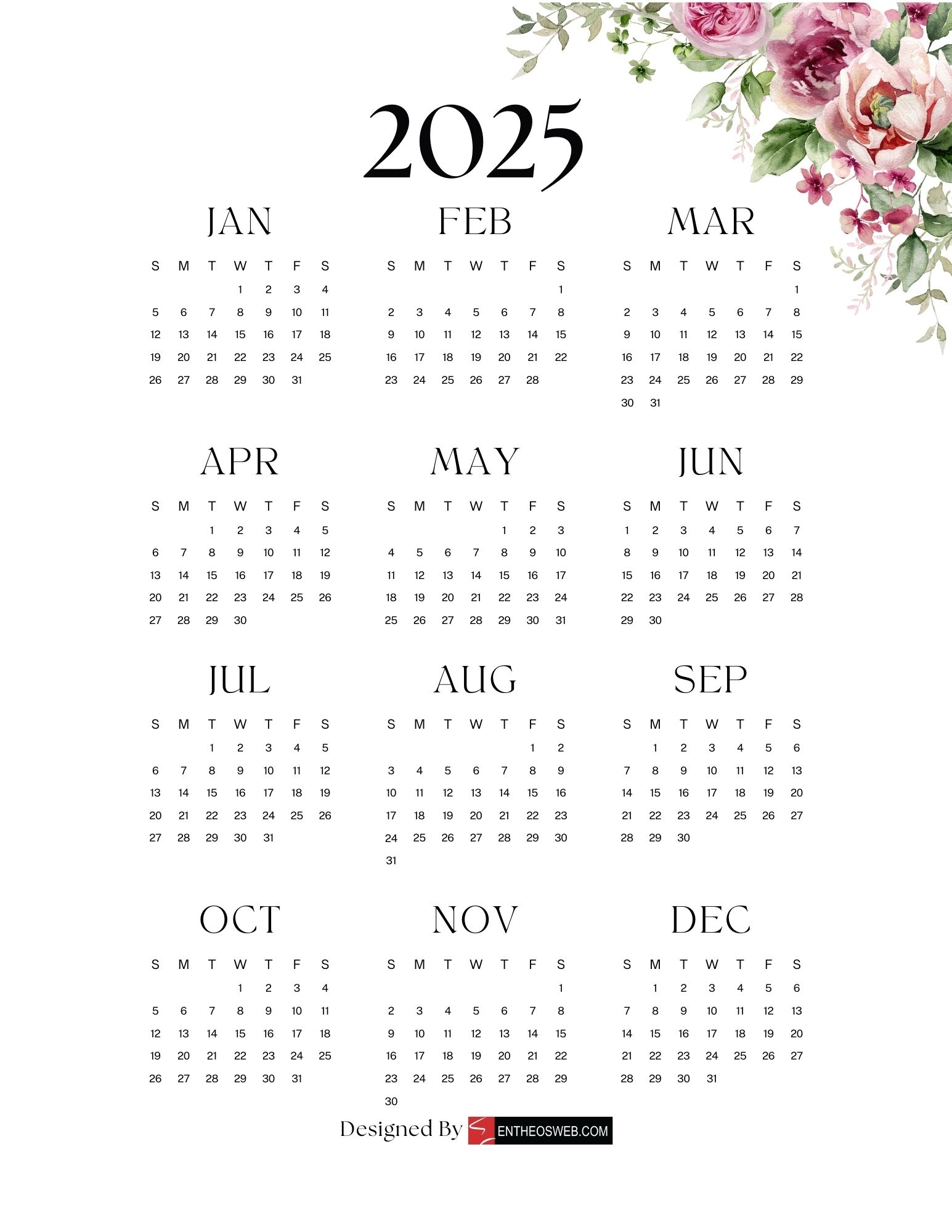 free 2025 printable calendars free 2025 printable calendars entheosweb
