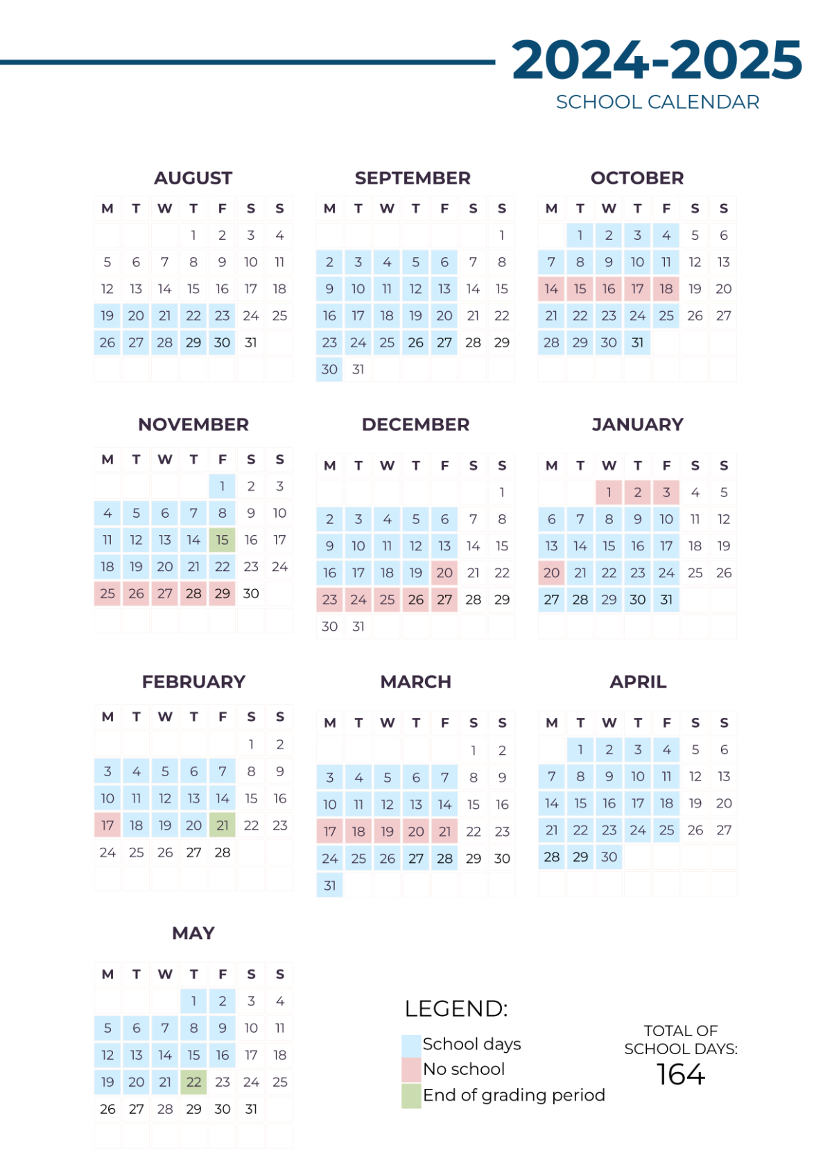 Printable 2025 School Calendar
