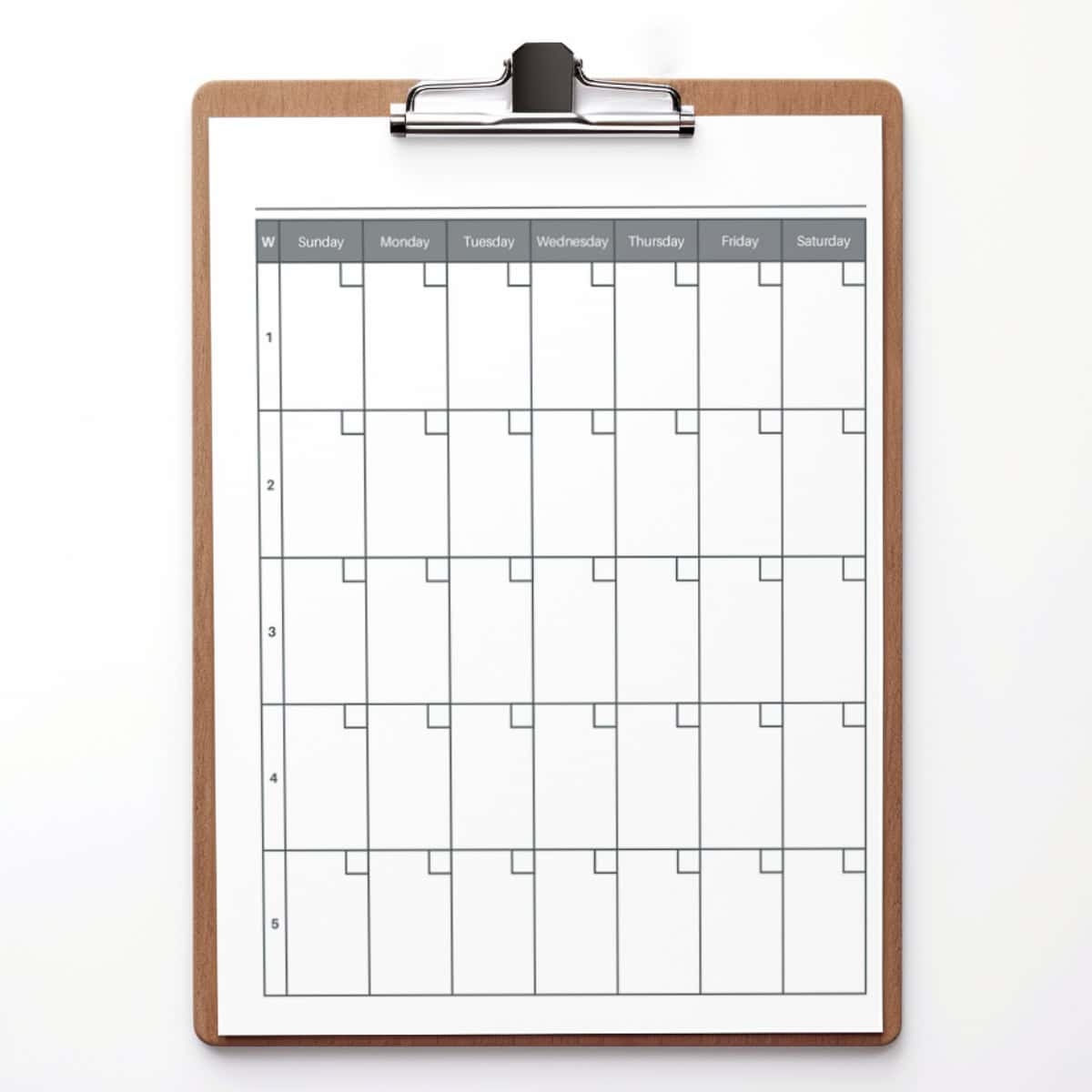 Free 5 Week Blank Calendar