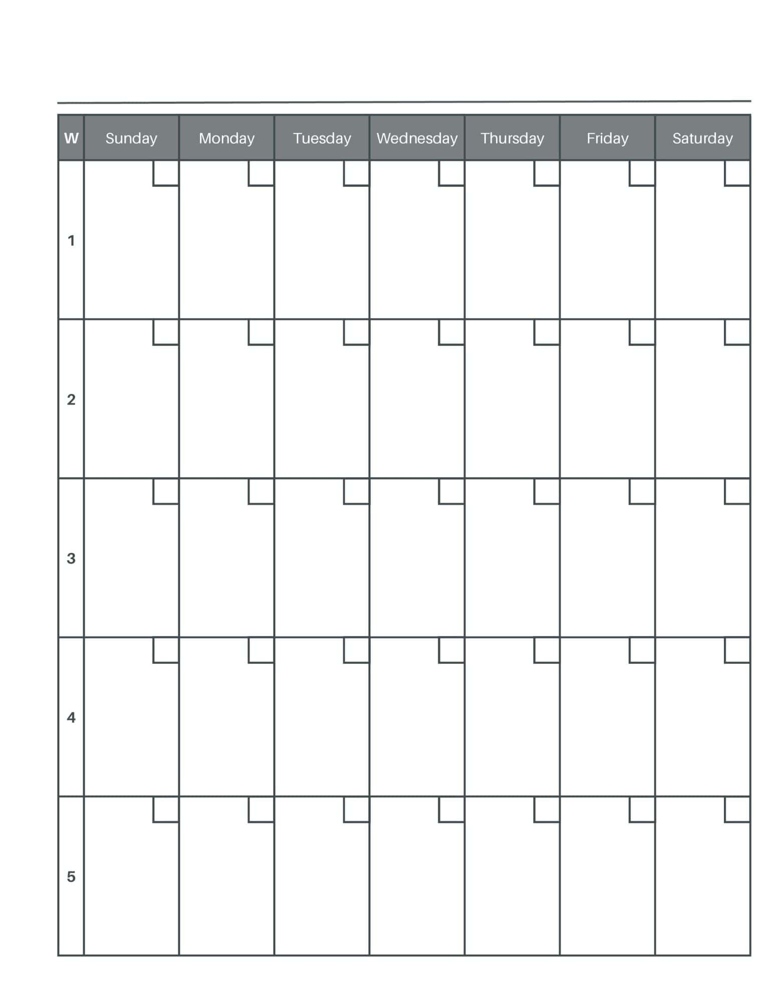 Free 5 Week Blank Calendar