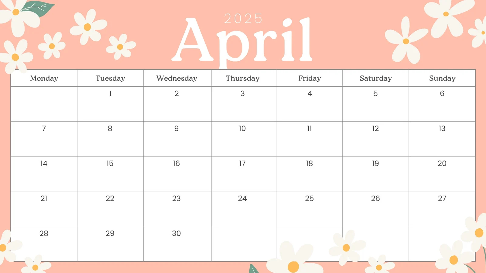 Free And Customizable April 2025 Calendar Templates Canva