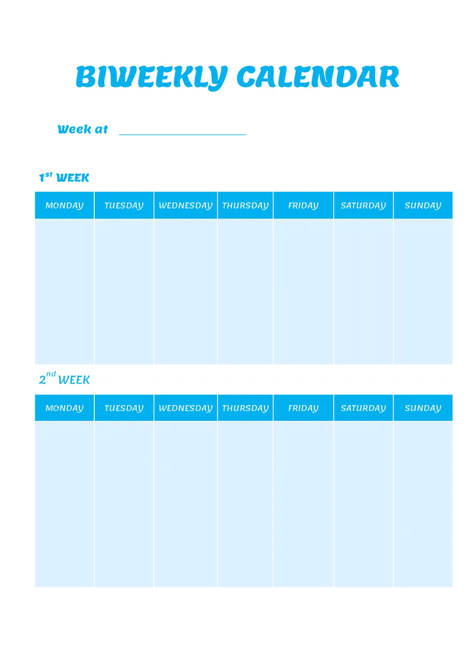 Free Biweekly Calendar Template For Google Docs