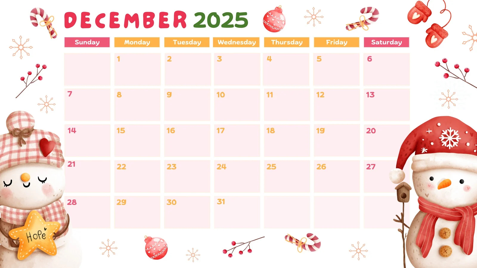 Free Custom Printable Christmas Calendar Templates Canva