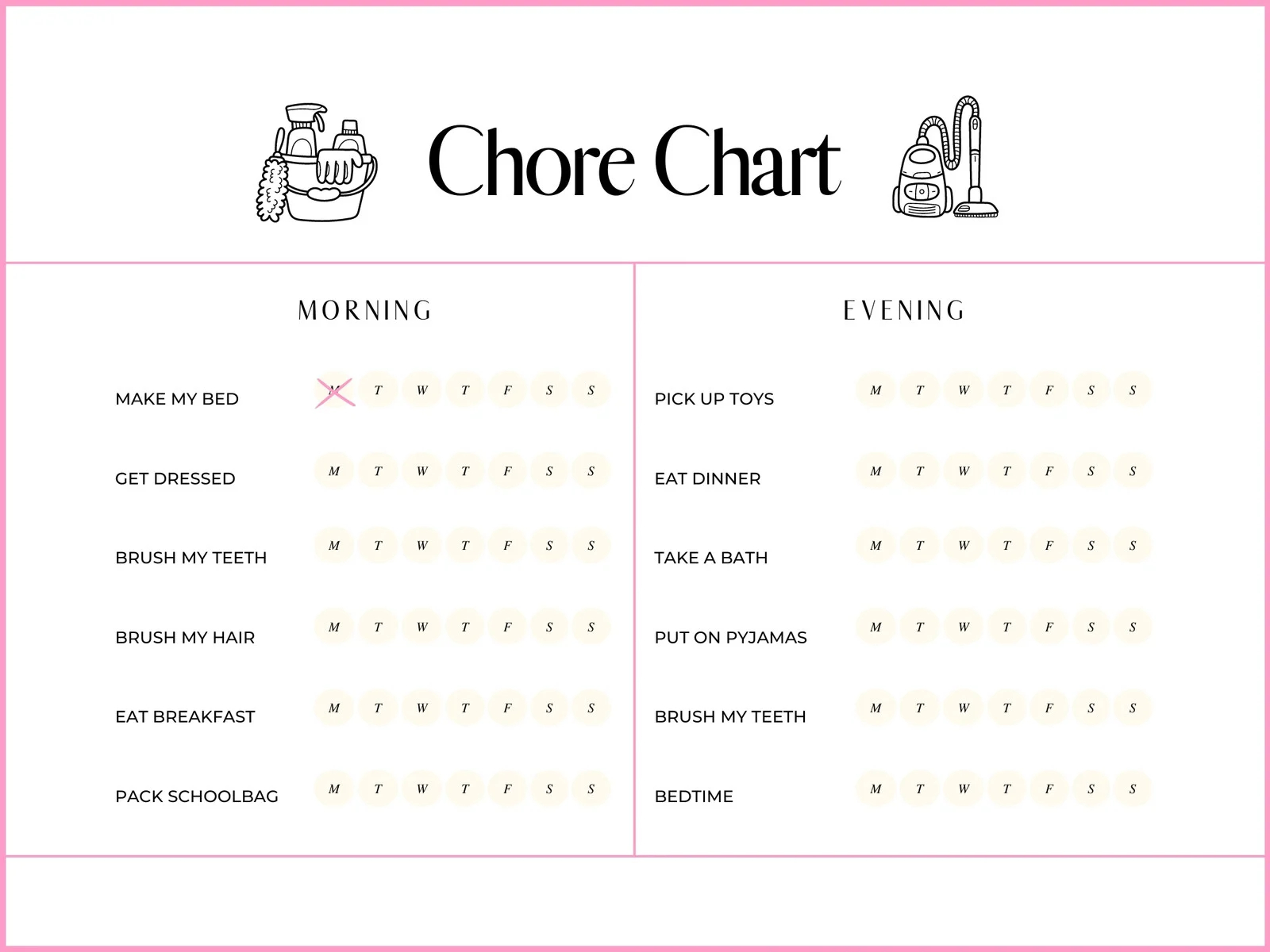 Free Customizable Chore Chart Templates To Print Canva