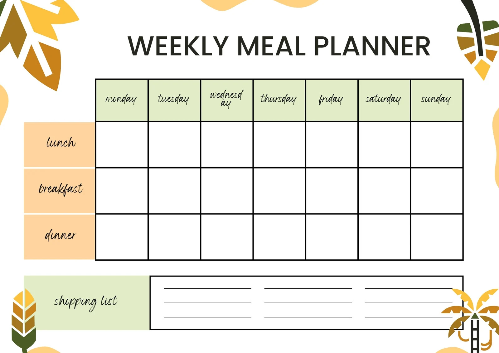 Free Customizable Meal Planner Menu Templates Canva