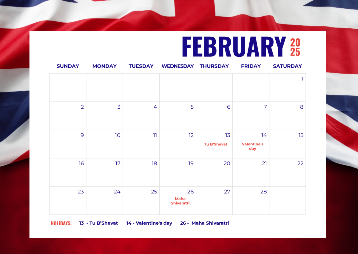 Free Printable 2025 Calendar With Uk Holidays
