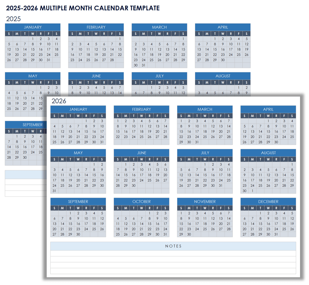 Printable 2025 Calendar With Holidays 2 Month Page
