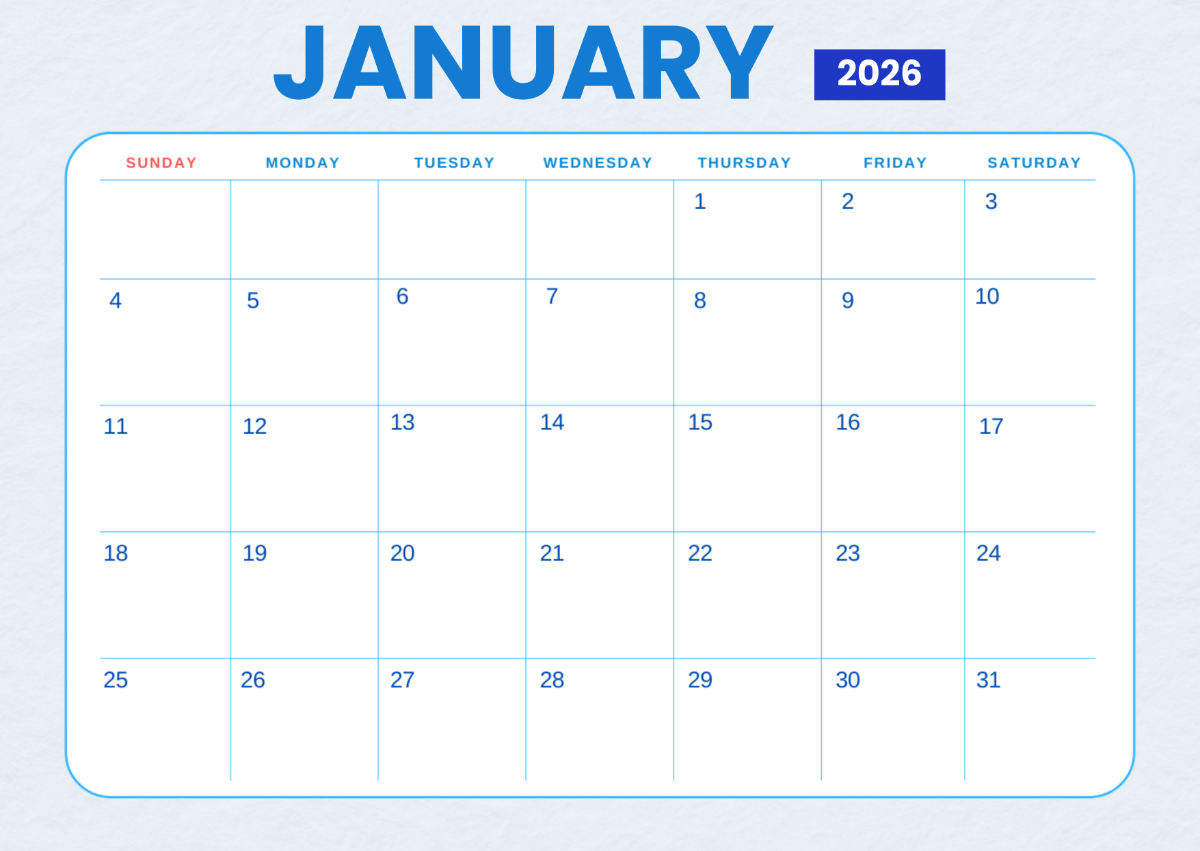 Free January Calendar 2026 Templates Editable And Printable