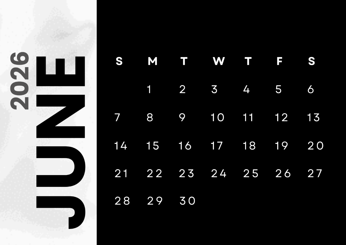 2026 June Calendar Printable