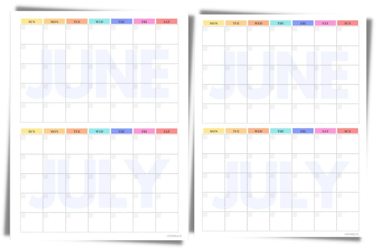 Free June And July Printable Calendar Blank Templates Love Our 