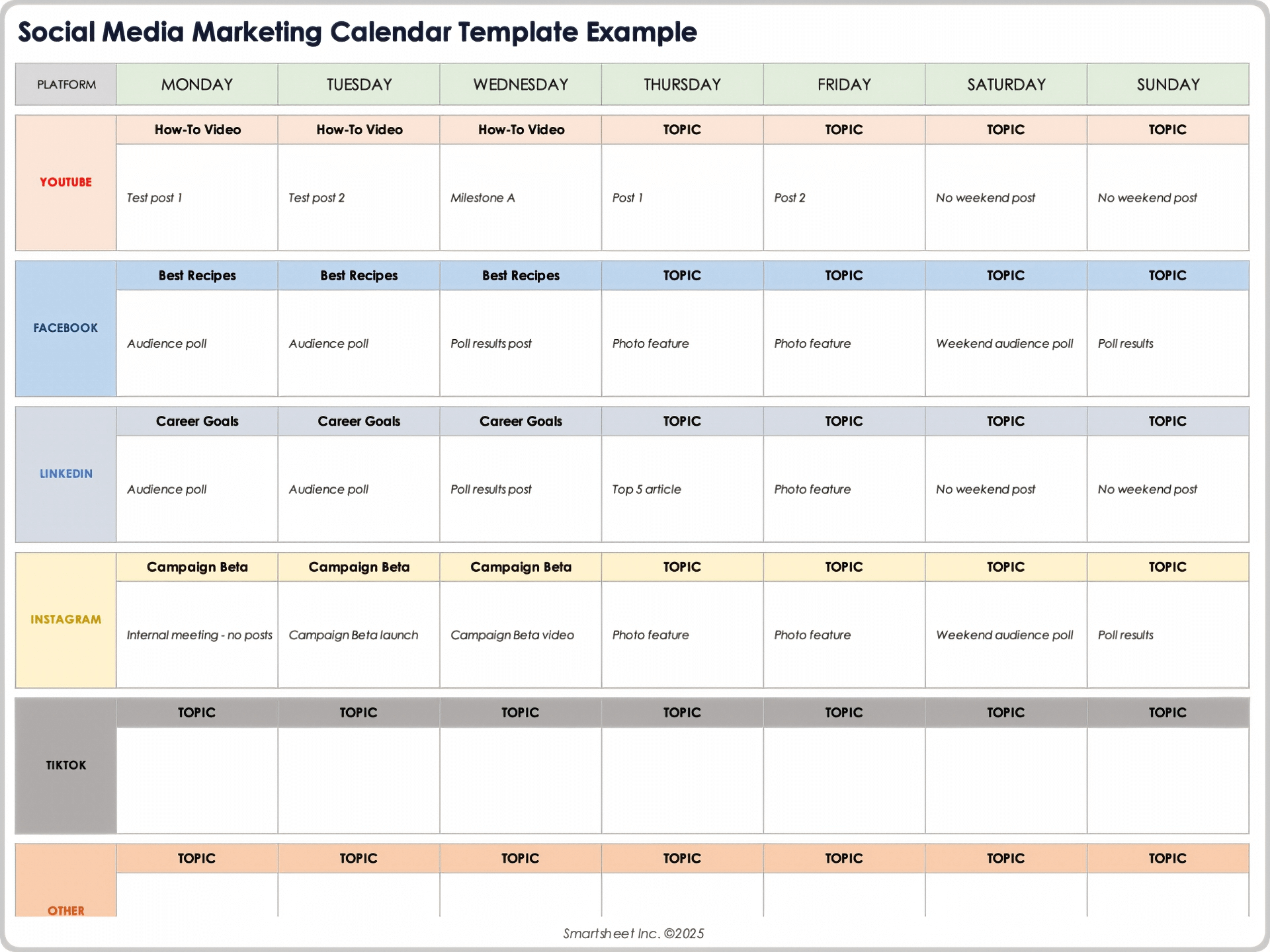Printable Monthly Marketing Calendar