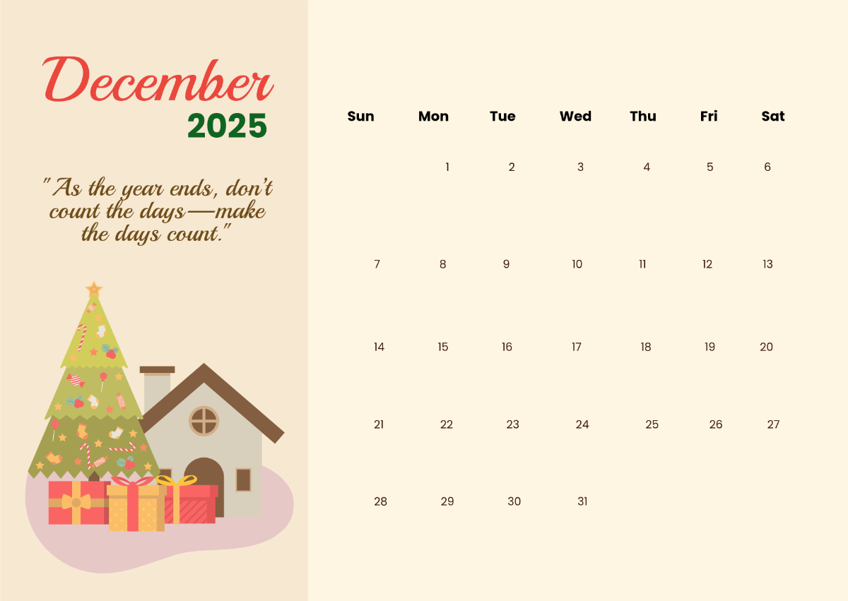 Free Modern December 2025 Calendar With Quotes Template To Edit Online