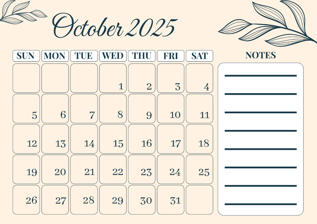 Free October 2025 Calendar Templates Editable And Printable