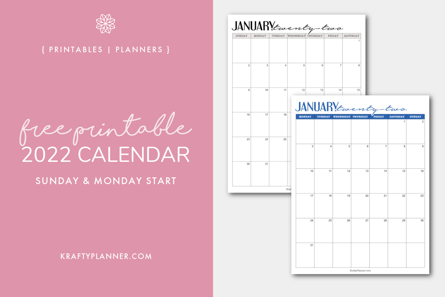 free printable 2022 calendar krafty planner
