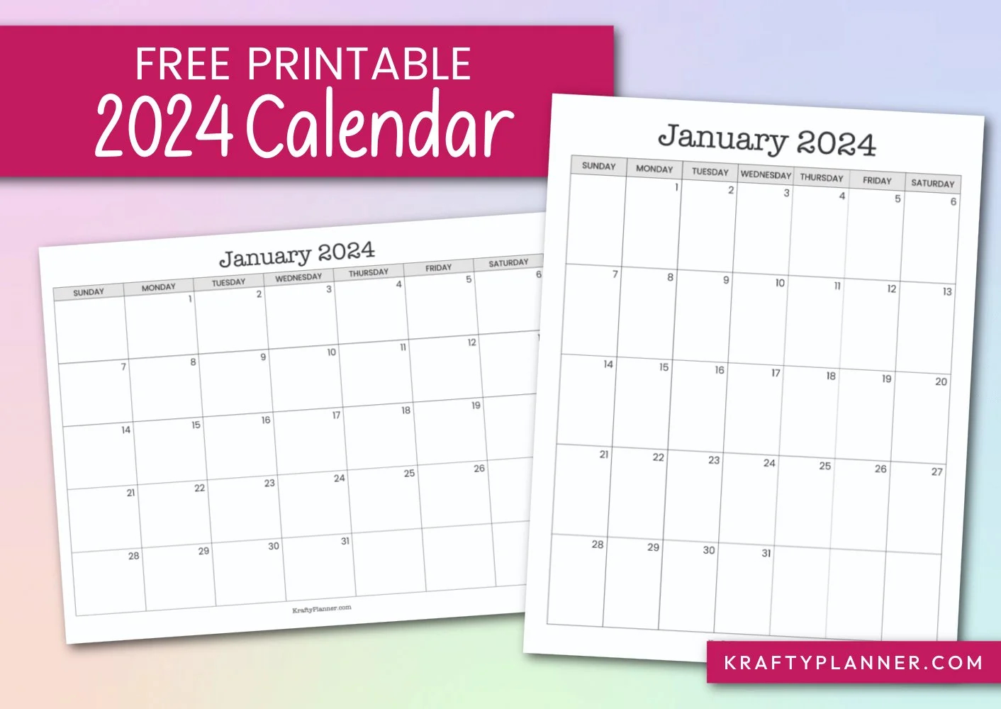 Free Printable 2024 Calendar With Notes And Task List Krafty Planner