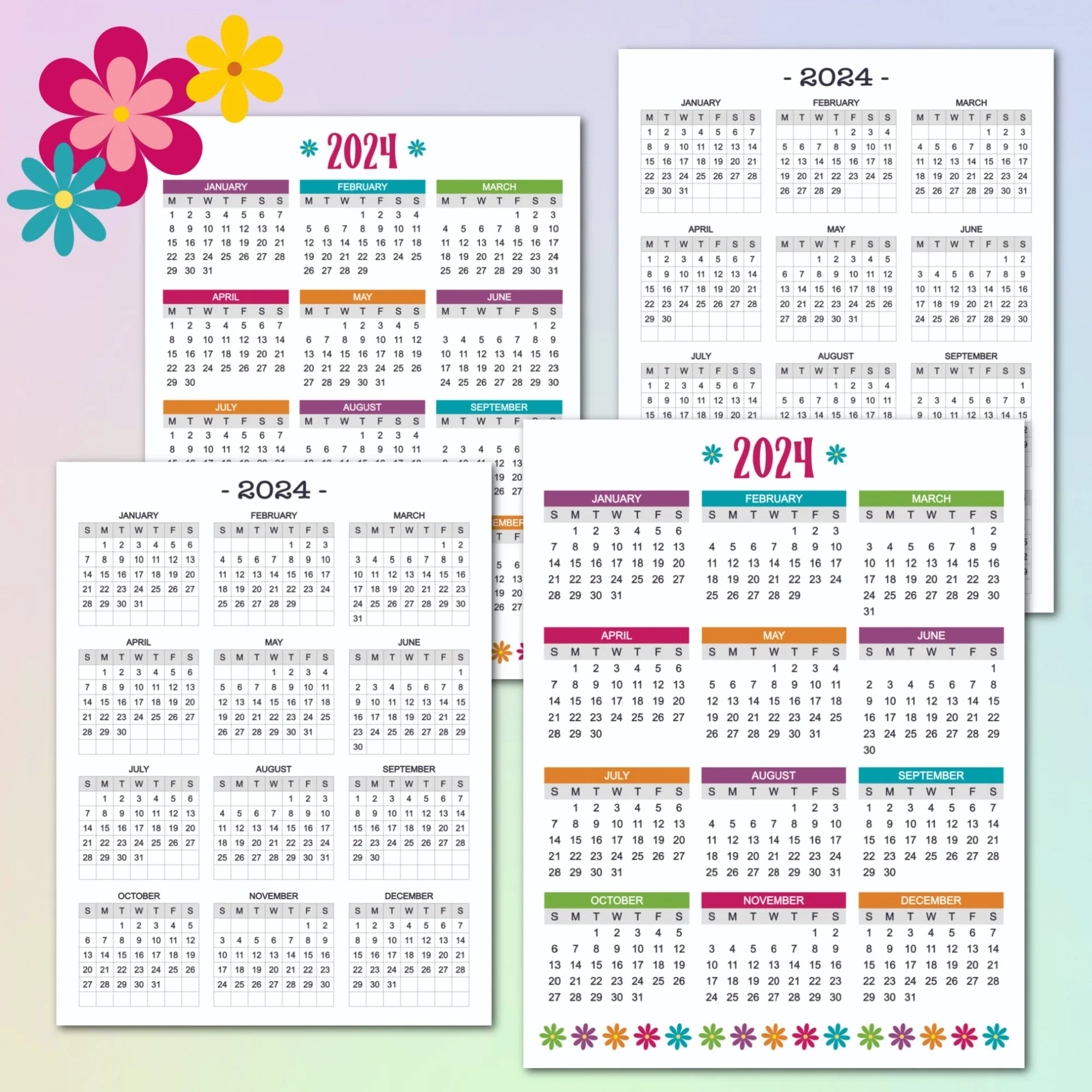Free Printable Calendar Year At A Glance