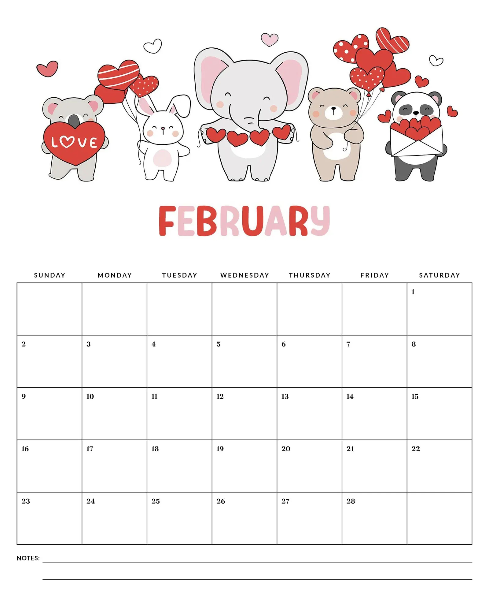Free Printable 2025 Cute Animals Calendar The Cottage Market