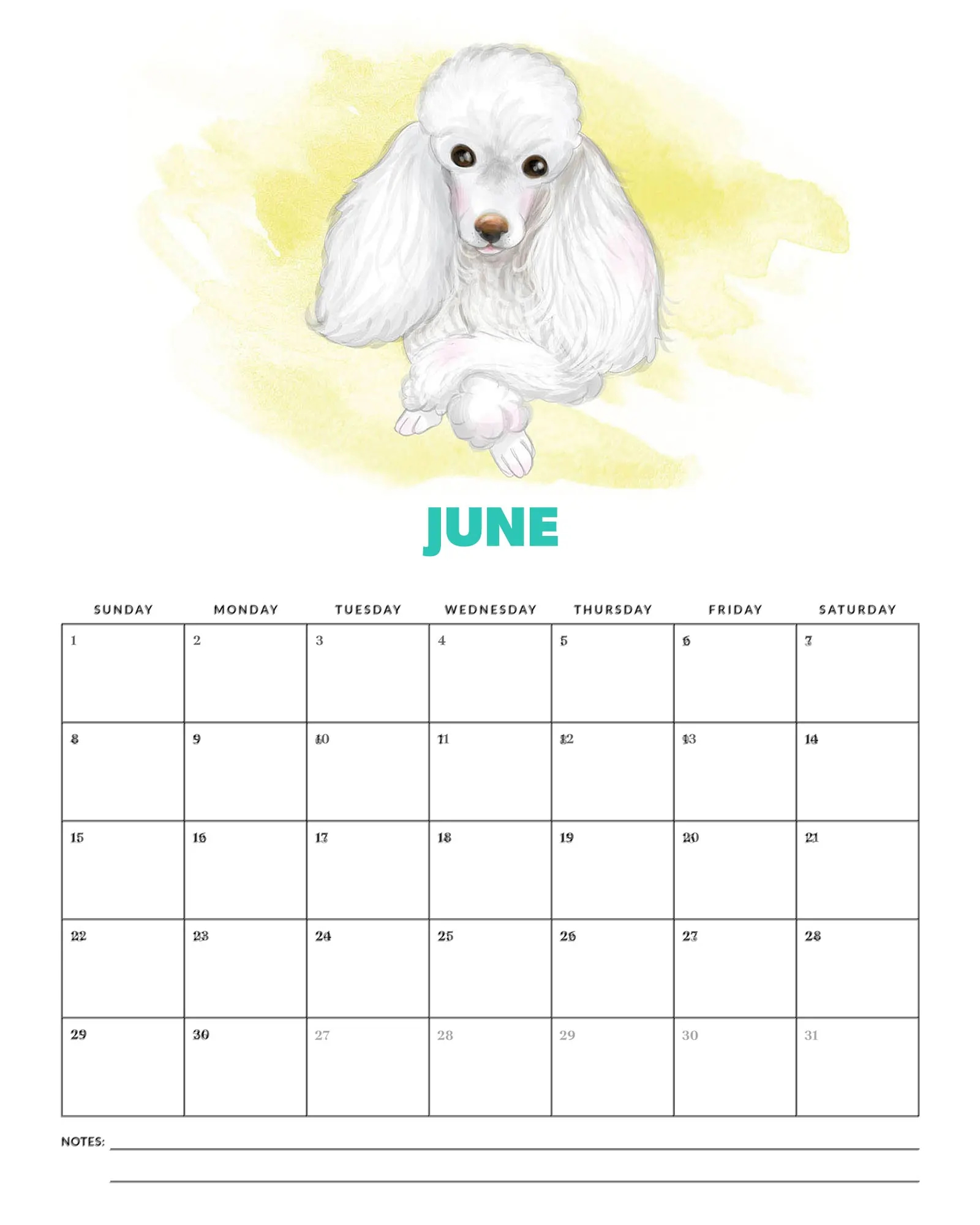 Free Printable 2025 Cute Dog Calendar The Cottage Market