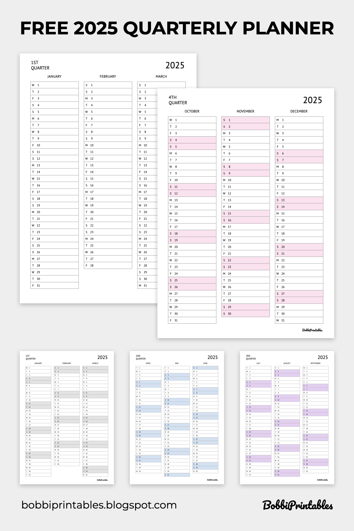 2025 Quarterly Printable Calendar