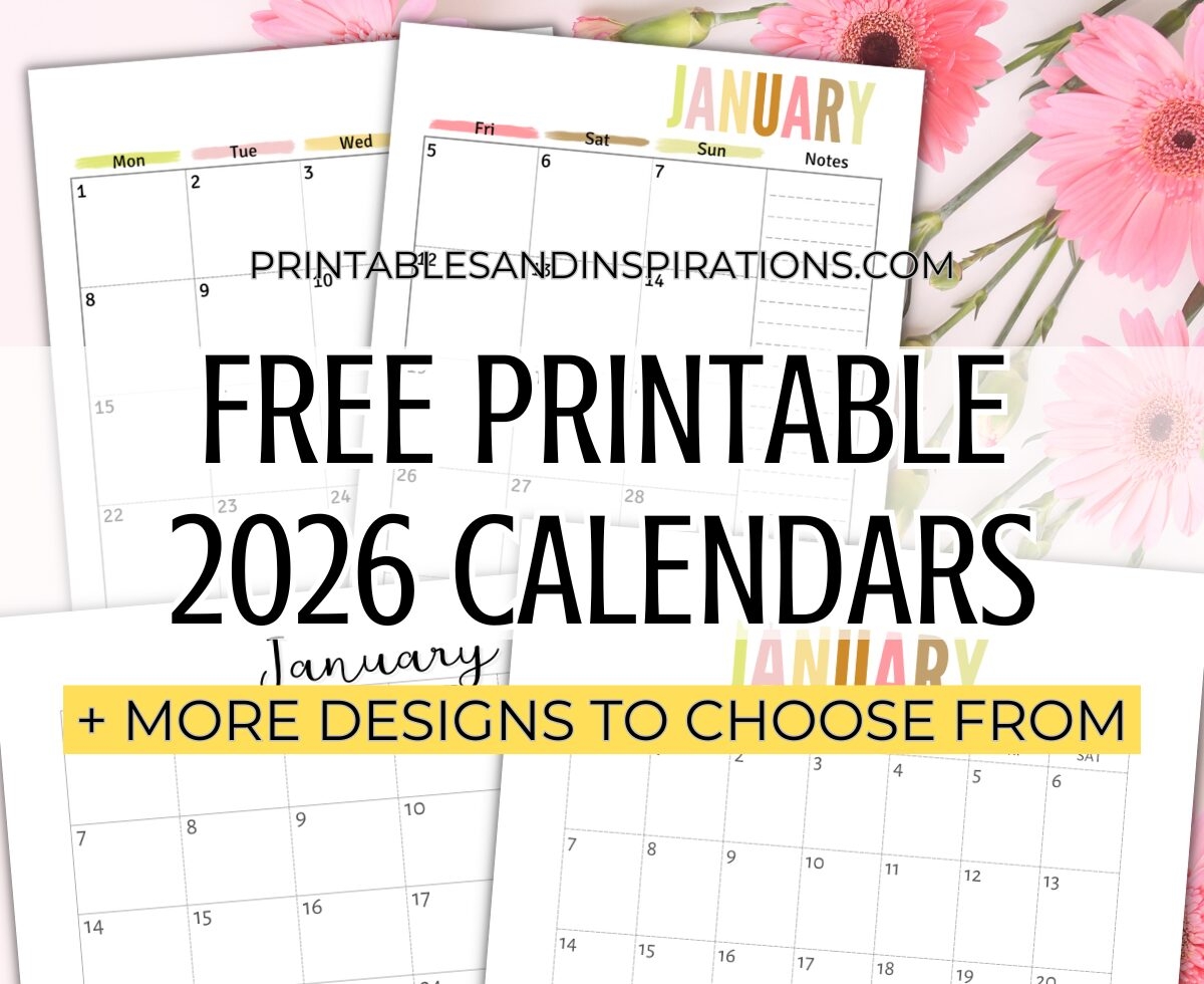 Free Printable Blank Calendars 2026