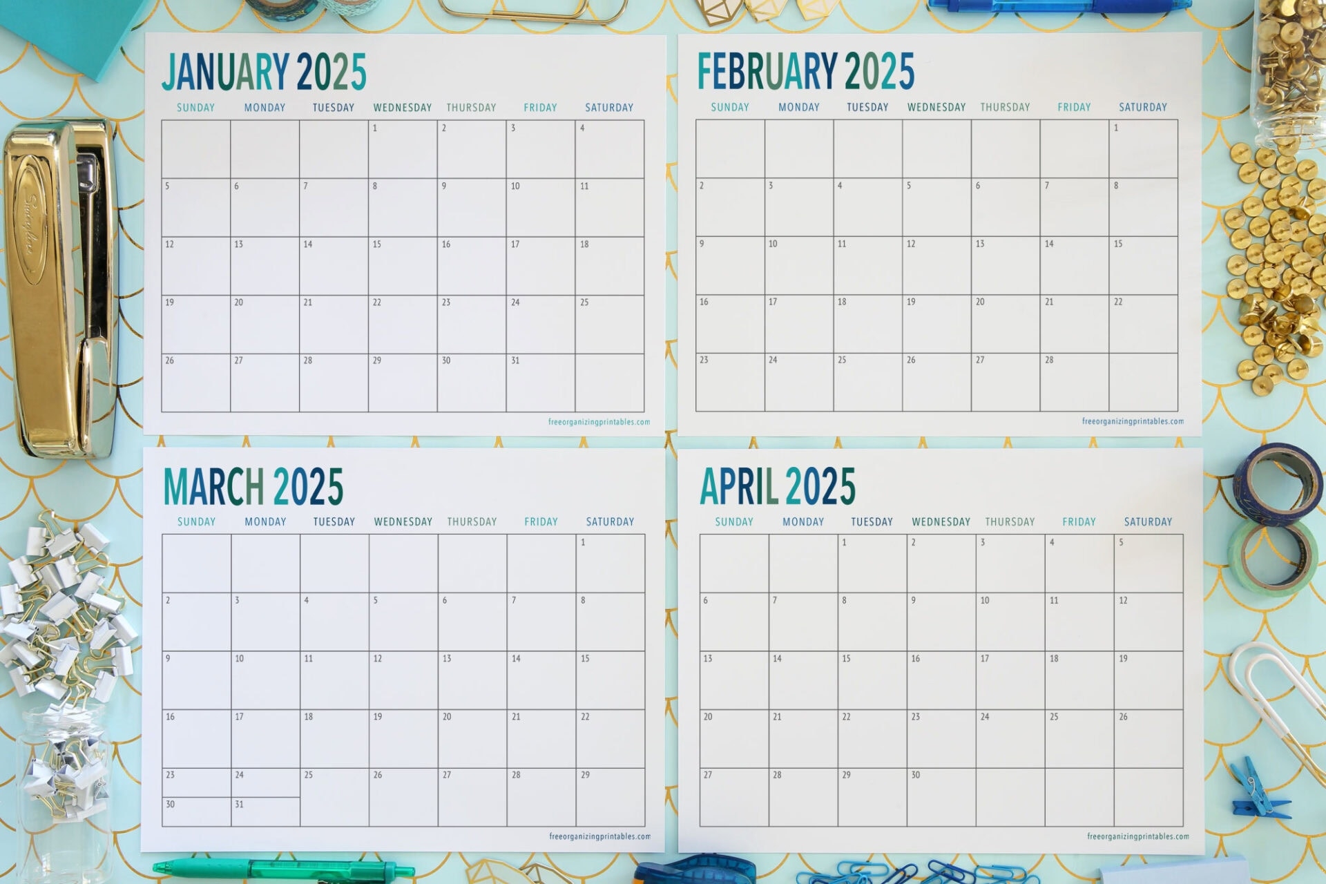 Landscape Printable Calendar 2025