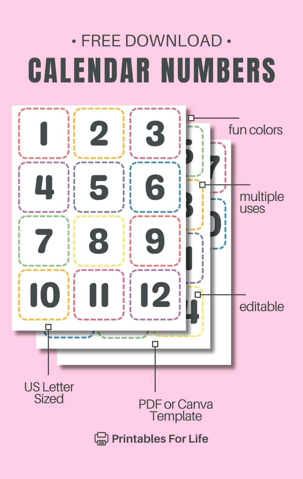 Numbers For Calendar Printables