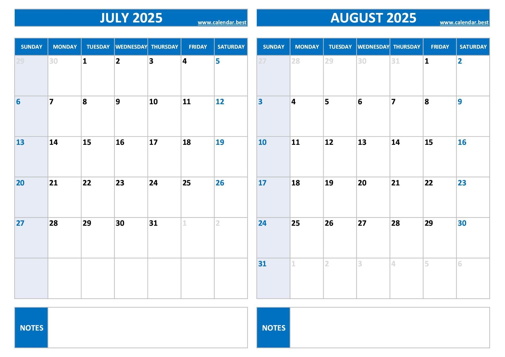 July Calendar Printable Free