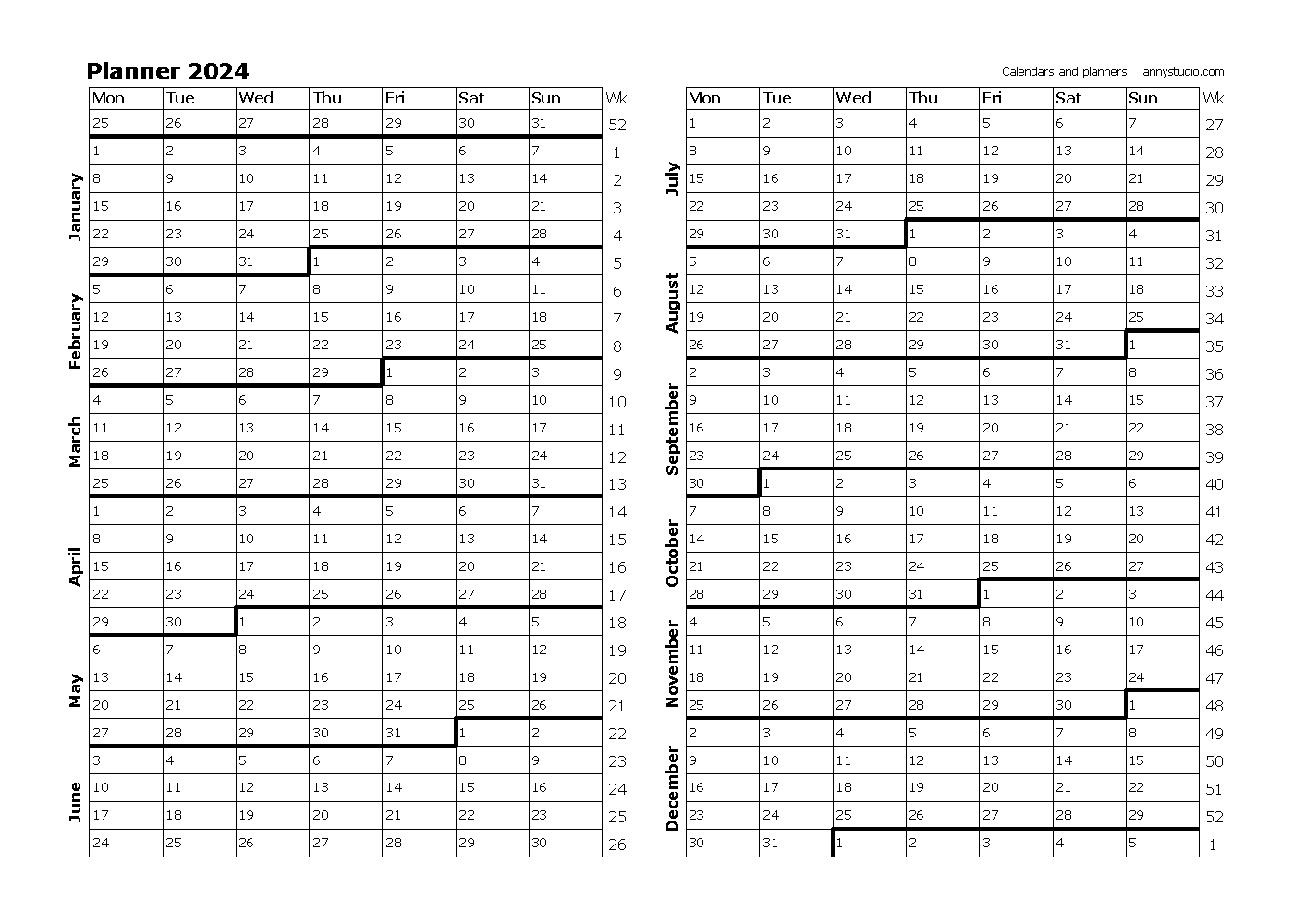 Free Printable Calendars And Planners For 2024 And Past Years