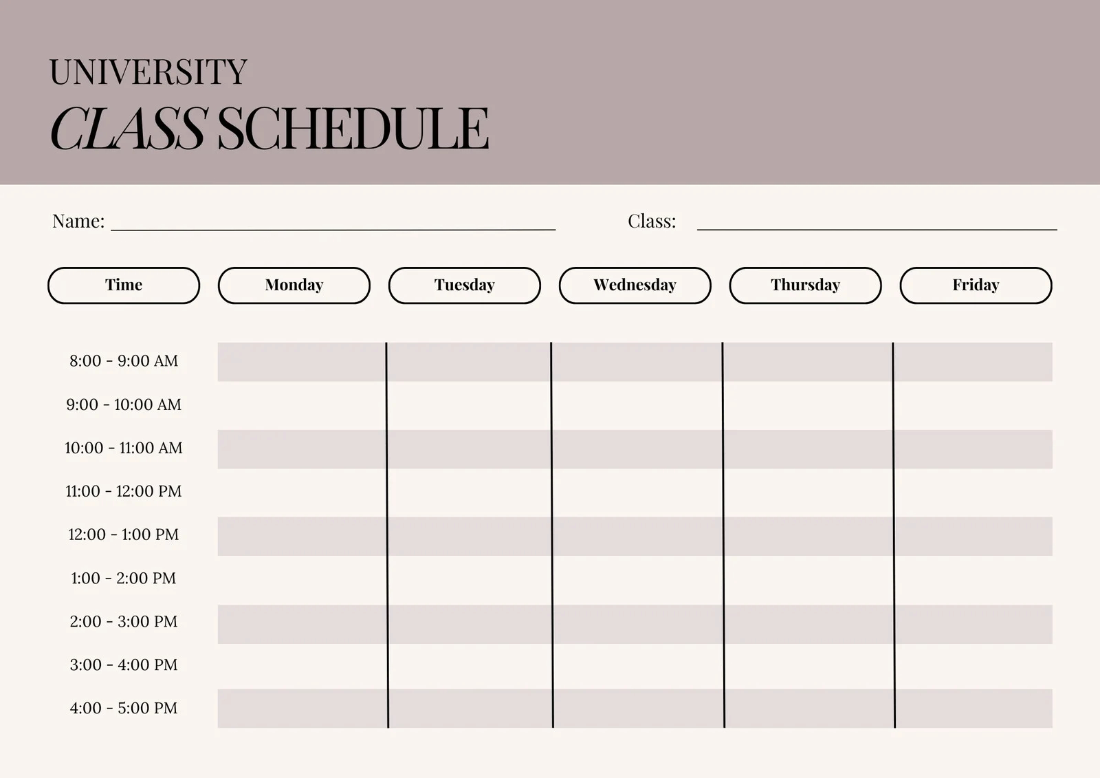 Free Printable Class Schedule Templates To Customize Canva
