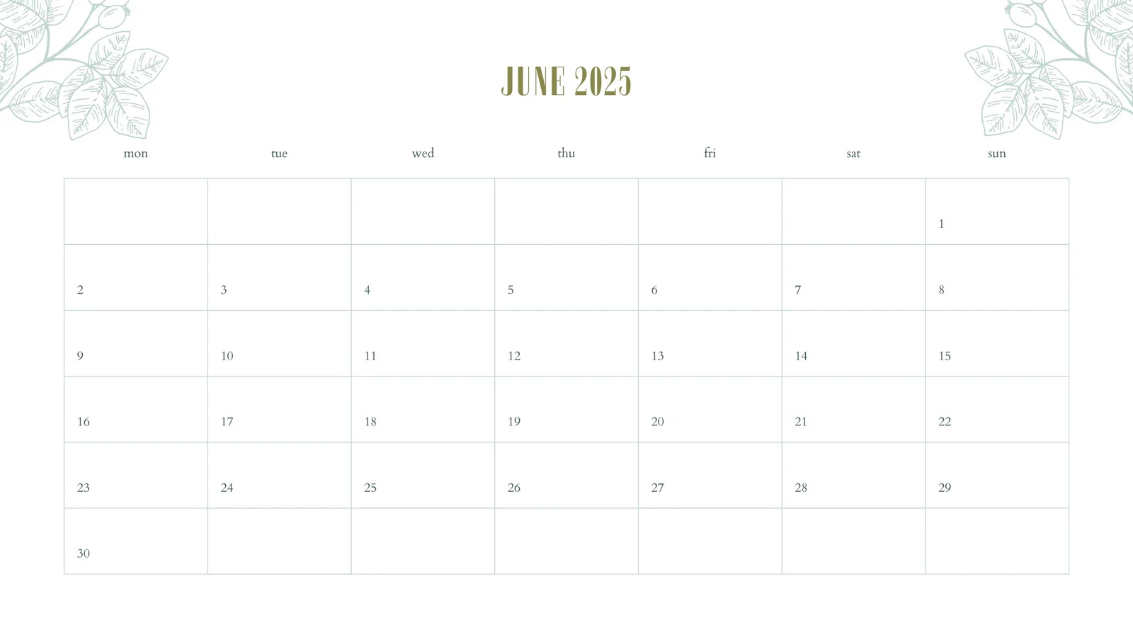 Free Printable Custom June 2025 Calendar Templates Canva