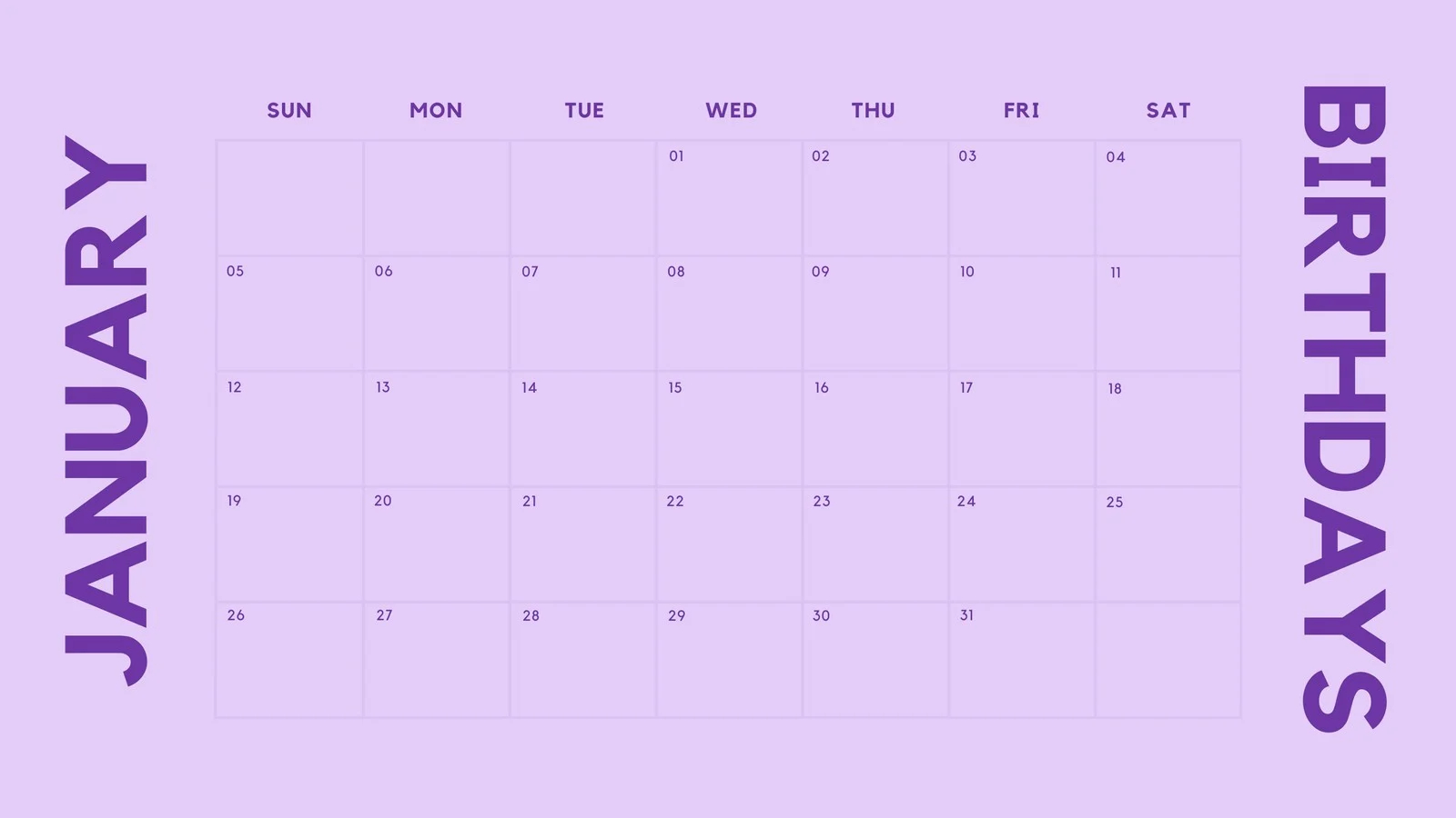 Free Printable Customizable Birthday Calendar Templates Canva