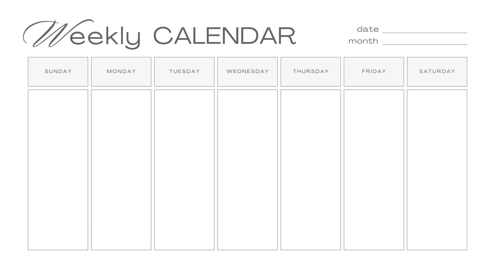 Large Calendar Fill In Printable