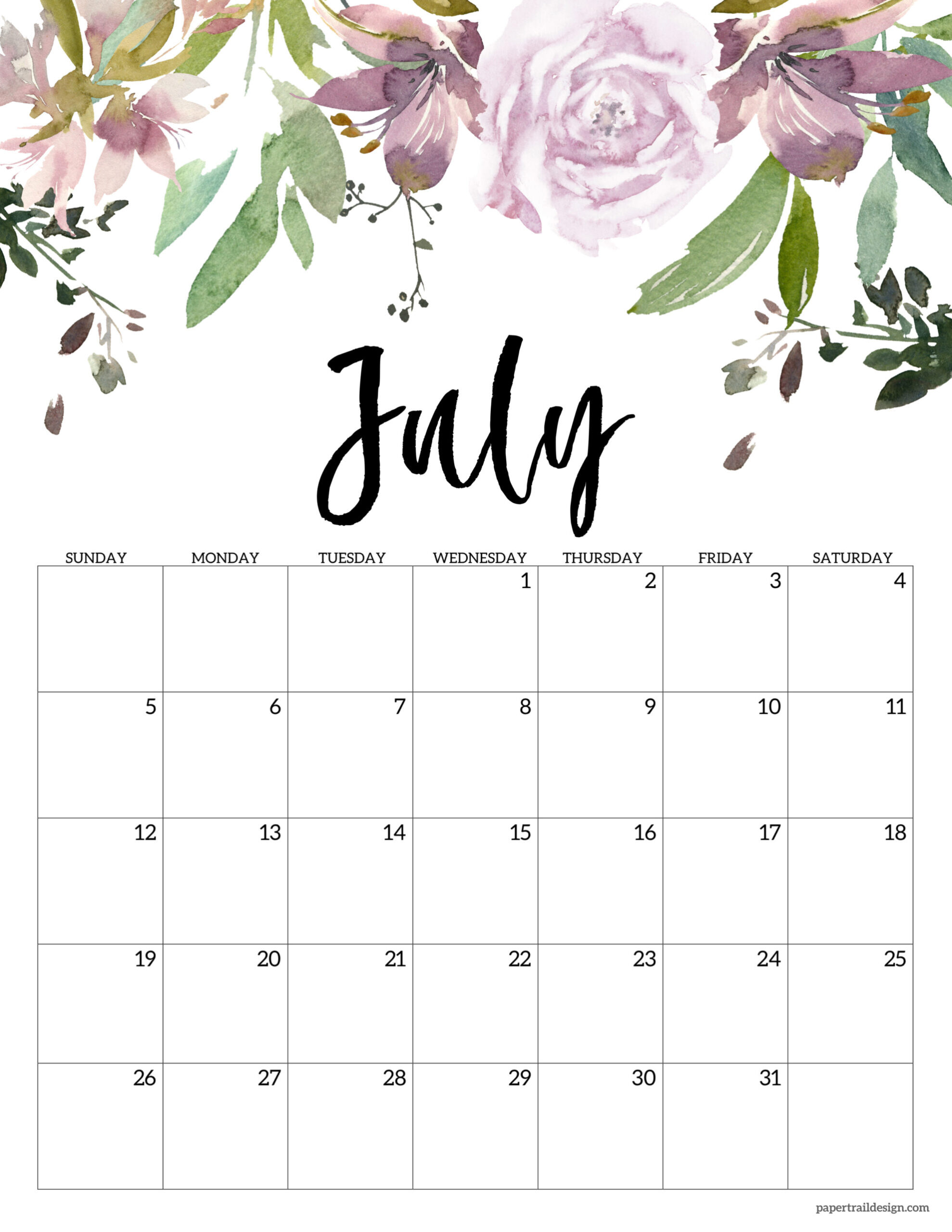 July 2026 Free Printable Calendar