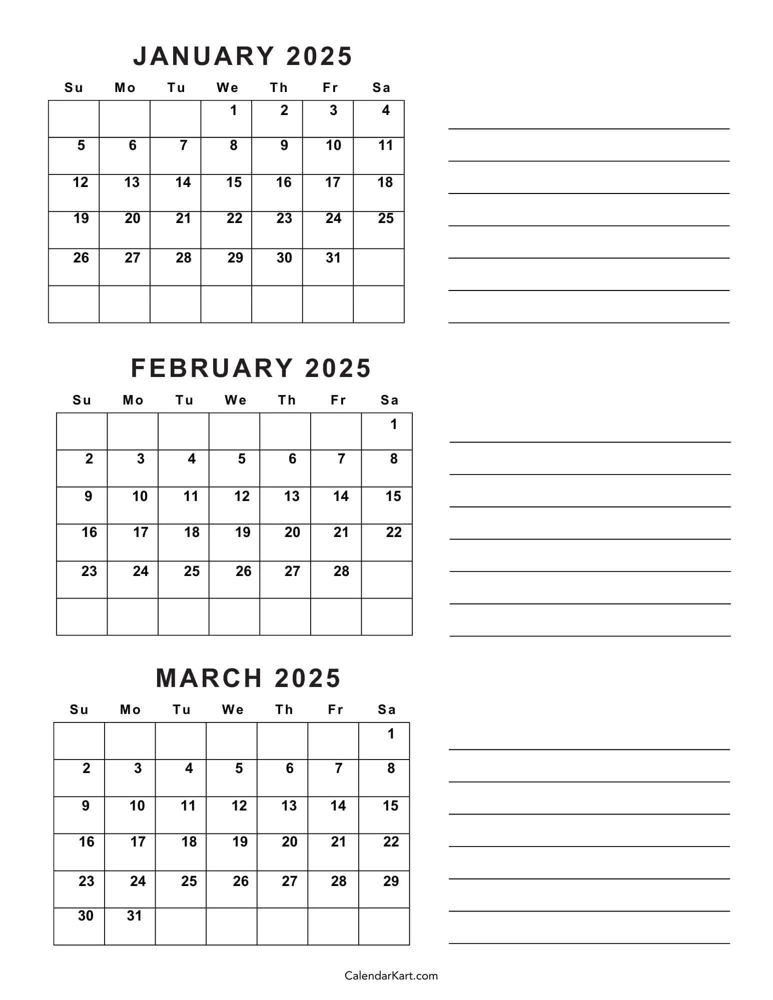 2025 Photo Calendar Printable