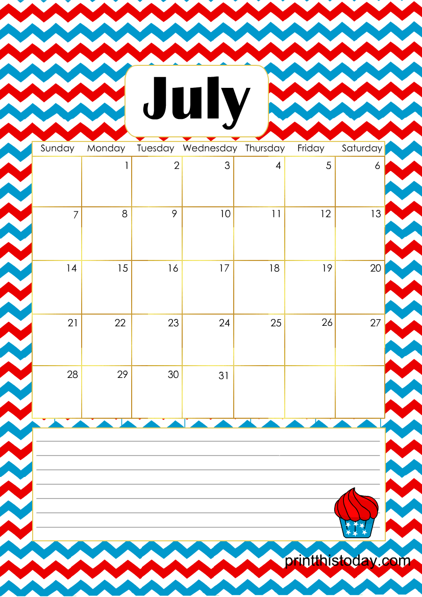 Free Printable July 2024 Calendar Pages And Templates