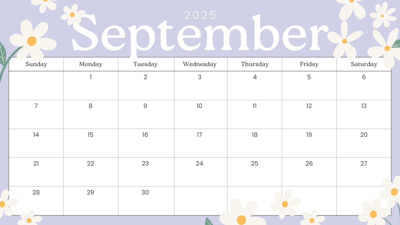 2025 Printable Calendar One Page September