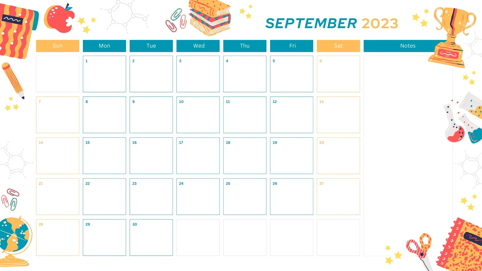 Sept Calendar Printable