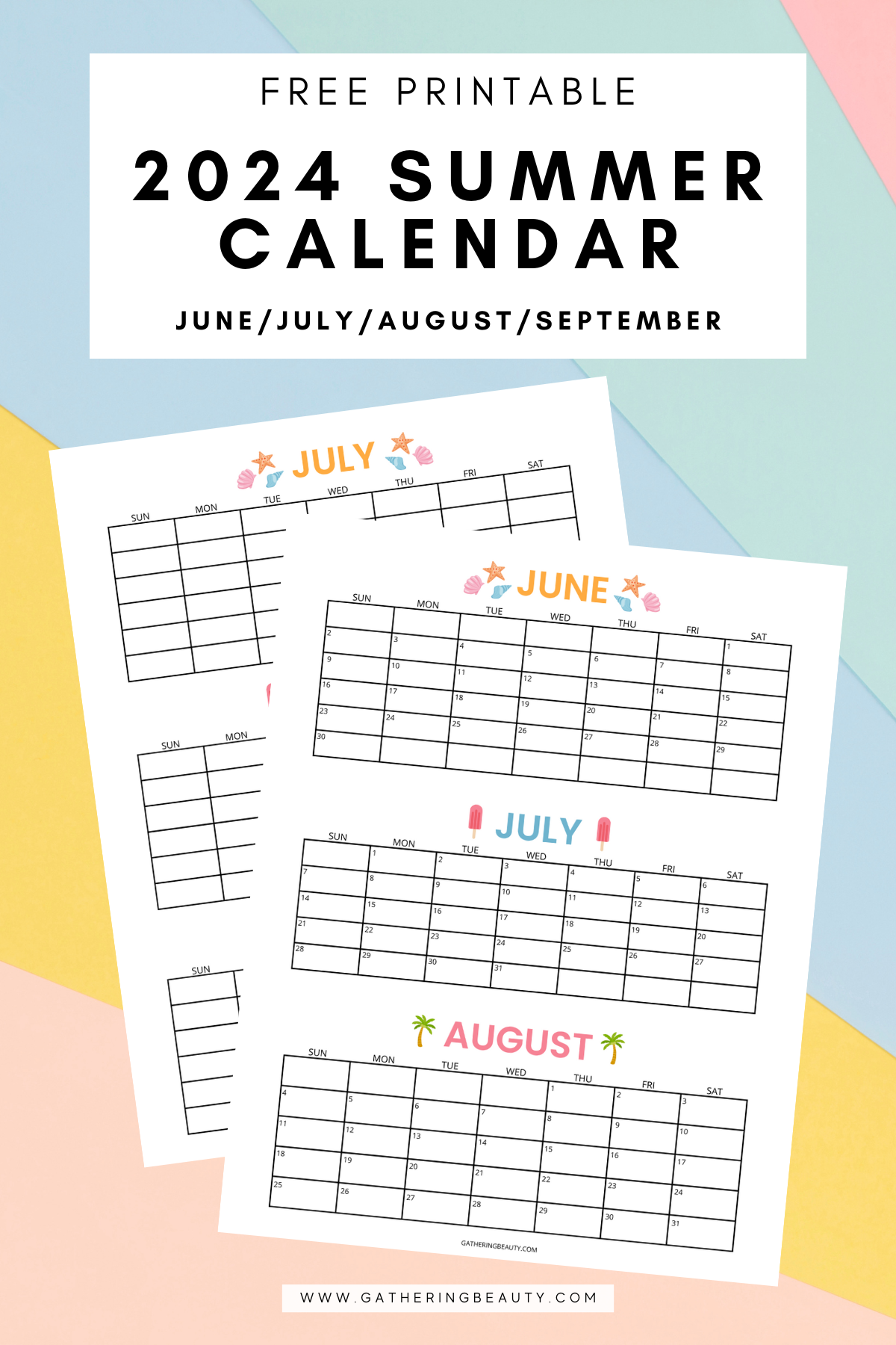 Summer Printable Calendar