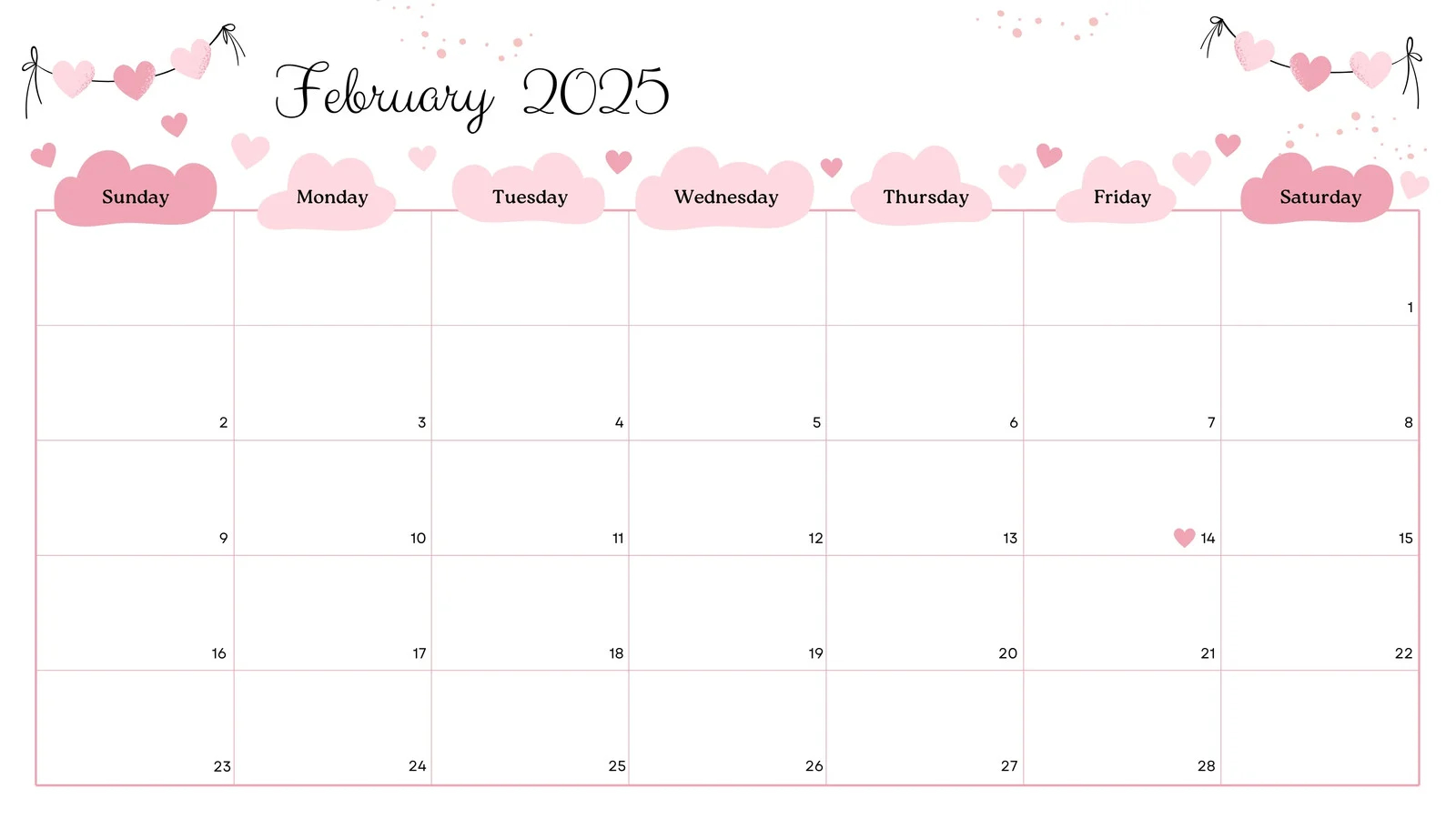 Free Printable February Calendar