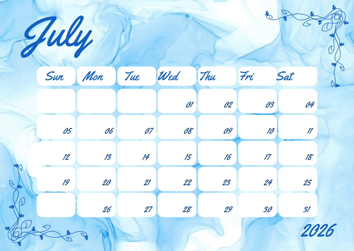 July 2026 Printable Calendar Full Page
