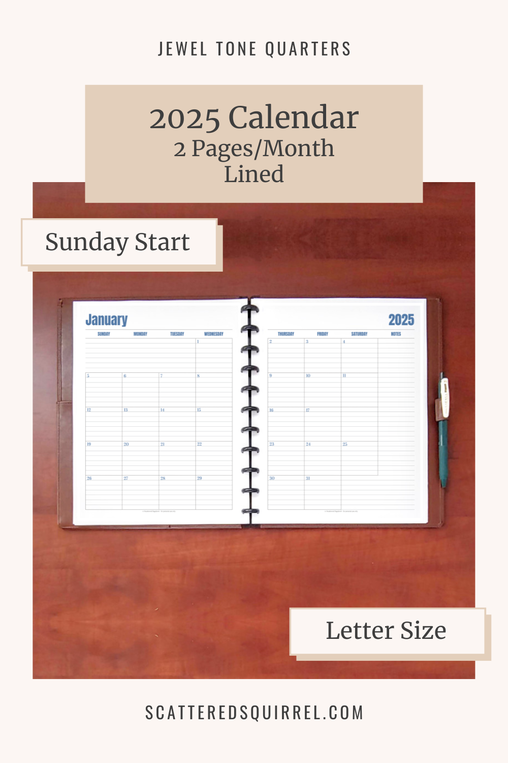 Free 2025 Lined Printable Monthly Planning Calendars