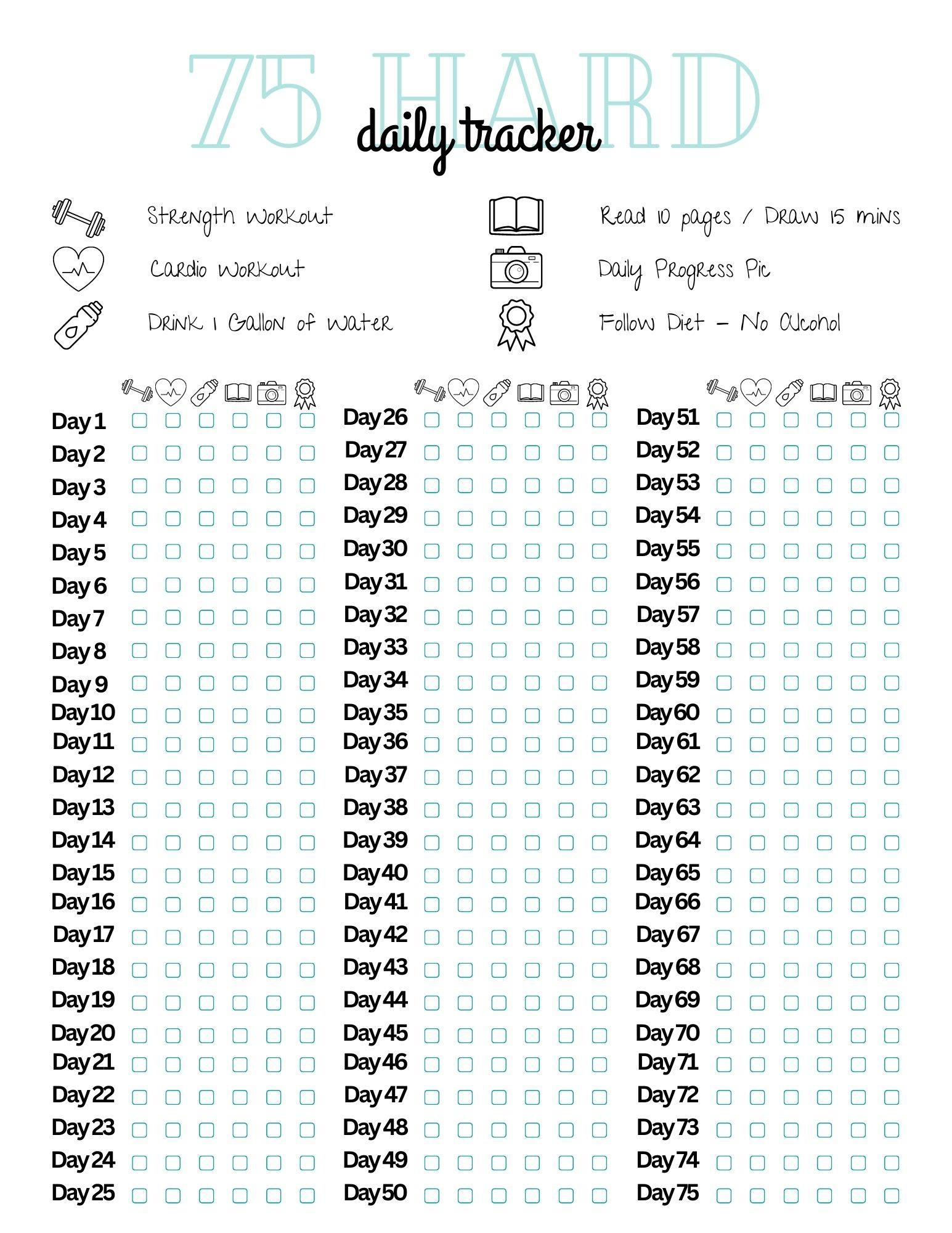 75 Day Printable Calendar